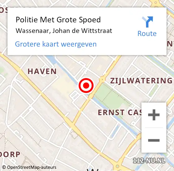 Locatie op kaart van de 112 melding: Politie Met Grote Spoed Naar Wassenaar, Johan de Wittstraat op 14 augustus 2023 15:57