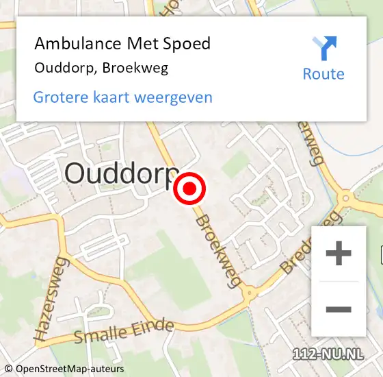 Locatie op kaart van de 112 melding: Ambulance Met Spoed Naar Ouddorp, Broekweg op 14 augustus 2023 16:09