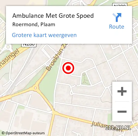 Locatie op kaart van de 112 melding: Ambulance Met Grote Spoed Naar Roermond, Plaam op 14 augustus 2023 16:23