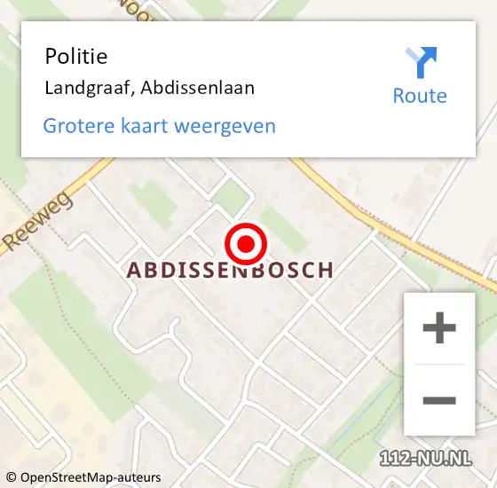 Locatie op kaart van de 112 melding: Politie Landgraaf, Abdissenlaan op 14 augustus 2023 16:28