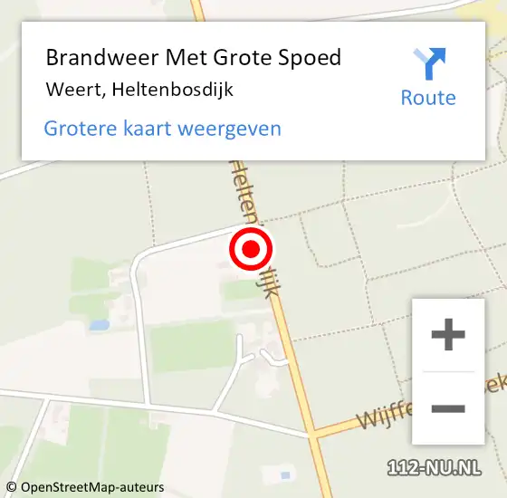 Locatie op kaart van de 112 melding: Brandweer Met Grote Spoed Naar Weert, Heltenbosdijk op 14 augustus 2023 16:39