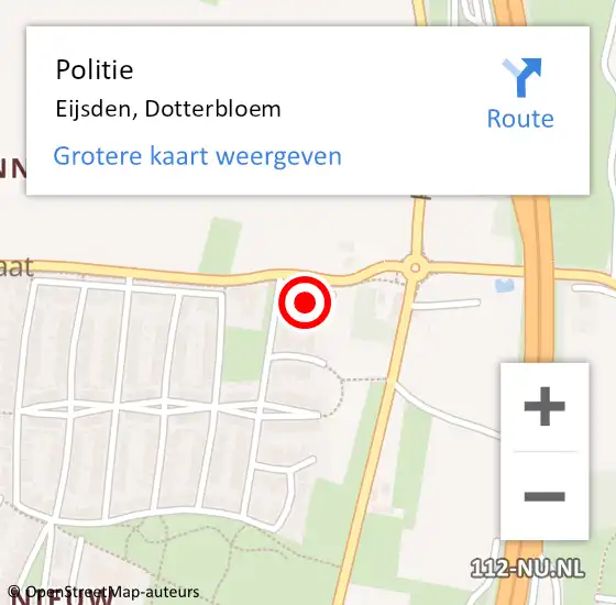 Locatie op kaart van de 112 melding: Politie Eijsden, Dotterbloem op 14 augustus 2023 16:50