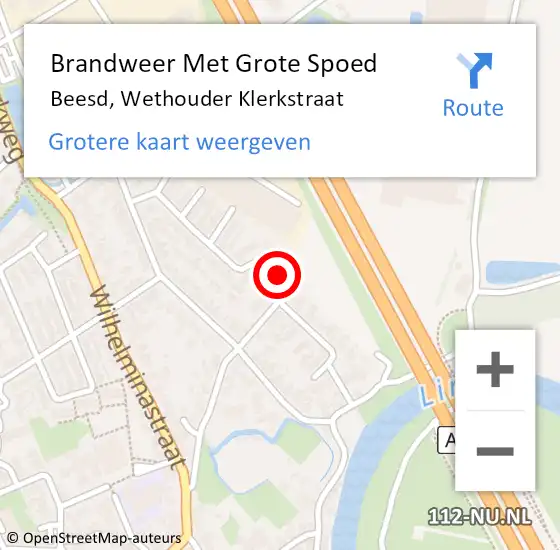 Locatie op kaart van de 112 melding: Brandweer Met Grote Spoed Naar Beesd, Wethouder Klerkstraat op 4 september 2014 18:42