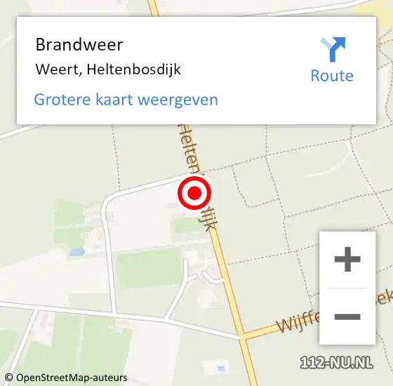 Locatie op kaart van de 112 melding: Brandweer Weert, Heltenbosdijk op 14 augustus 2023 17:33