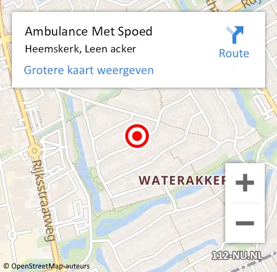 Locatie op kaart van de 112 melding: Ambulance Met Spoed Naar Heemskerk, Leen acker op 14 augustus 2023 17:41