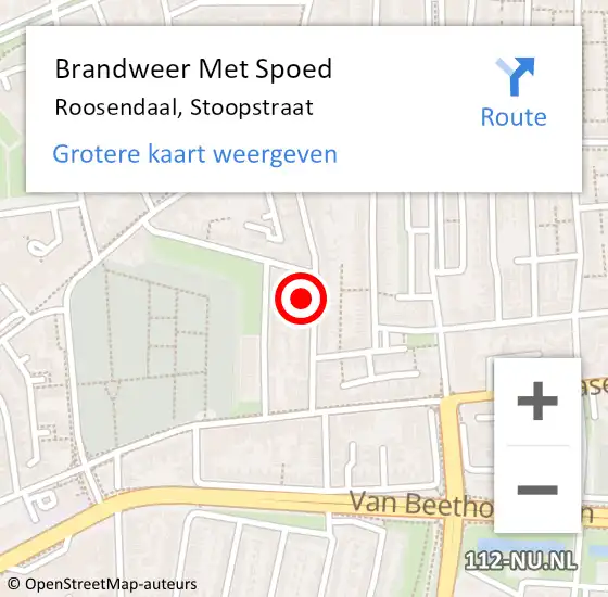 Locatie op kaart van de 112 melding: Brandweer Met Spoed Naar Roosendaal, Stoopstraat op 14 augustus 2023 18:06