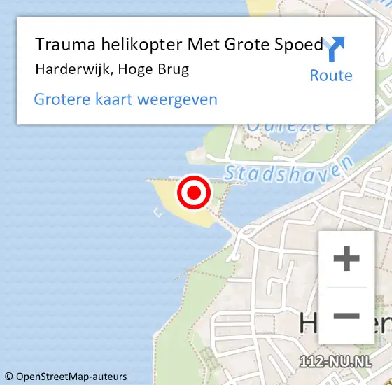 Locatie op kaart van de 112 melding: Trauma helikopter Met Grote Spoed Naar Harderwijk, Hoge Brug op 14 augustus 2023 18:43