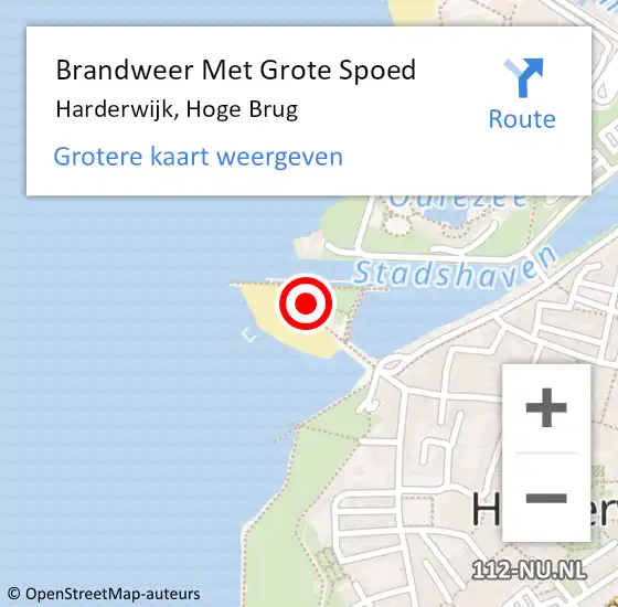Locatie op kaart van de 112 melding: Brandweer Met Grote Spoed Naar Harderwijk, Hoge Brug op 14 augustus 2023 18:45
