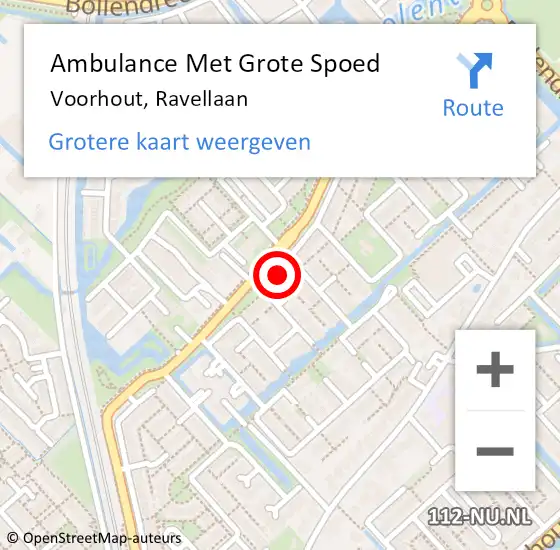 Locatie op kaart van de 112 melding: Ambulance Met Grote Spoed Naar Voorhout, Ravellaan op 14 augustus 2023 19:05