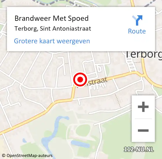 Locatie op kaart van de 112 melding: Brandweer Met Spoed Naar Terborg, Sint Antoniastraat op 14 augustus 2023 19:06