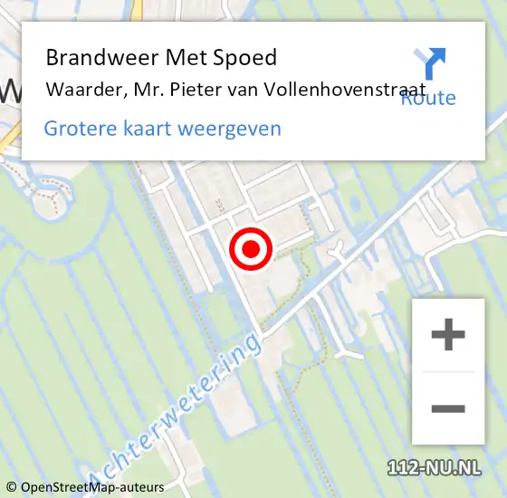 Locatie op kaart van de 112 melding: Brandweer Met Spoed Naar Waarder, Mr. Pieter van Vollenhovenstraat op 14 augustus 2023 19:10