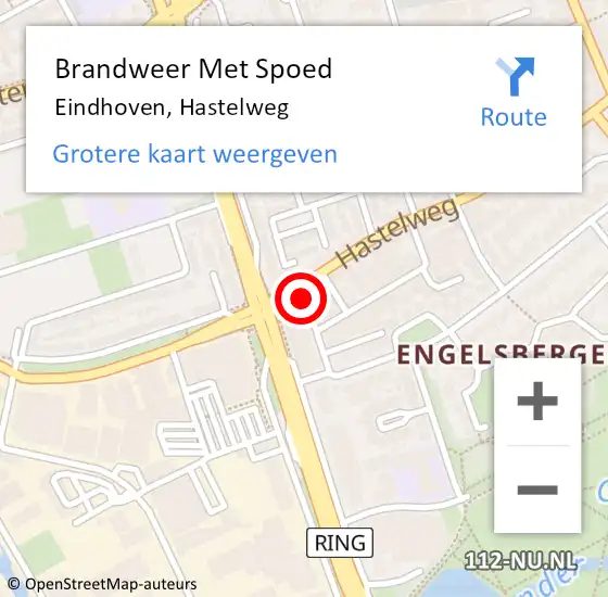 Locatie op kaart van de 112 melding: Brandweer Met Spoed Naar Eindhoven, Hastelweg op 14 augustus 2023 19:16