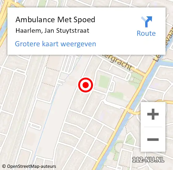 Locatie op kaart van de 112 melding: Ambulance Met Spoed Naar Haarlem, Jan Stuytstraat op 14 augustus 2023 20:08