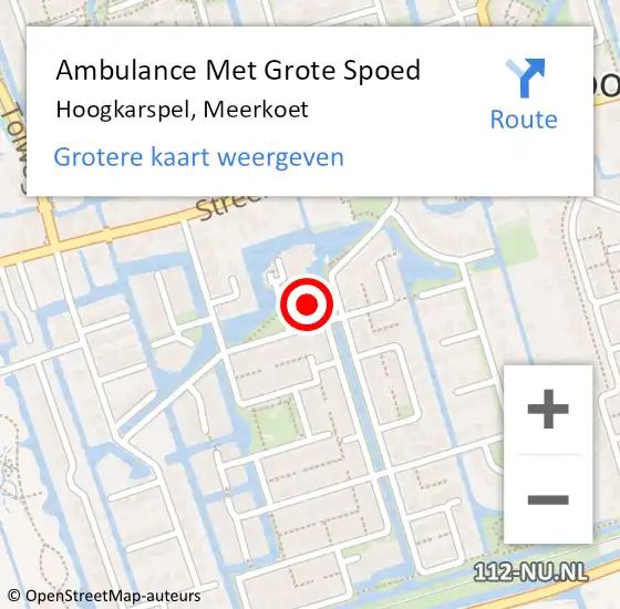 Locatie op kaart van de 112 melding: Ambulance Met Grote Spoed Naar Hoogkarspel, Meerkoet op 14 augustus 2023 20:36