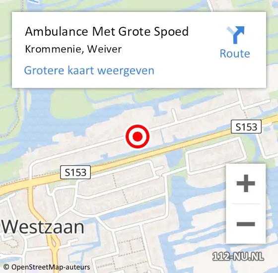 Locatie op kaart van de 112 melding: Ambulance Met Grote Spoed Naar Krommenie, Weiver op 14 augustus 2023 20:37
