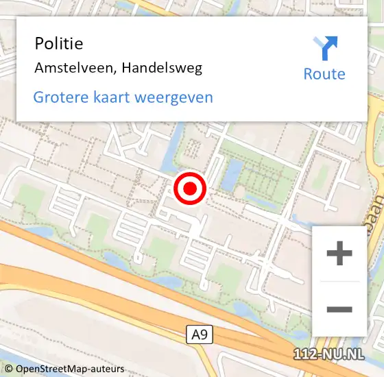 Locatie op kaart van de 112 melding: Politie Amstelveen, Handelsweg op 4 september 2014 19:08