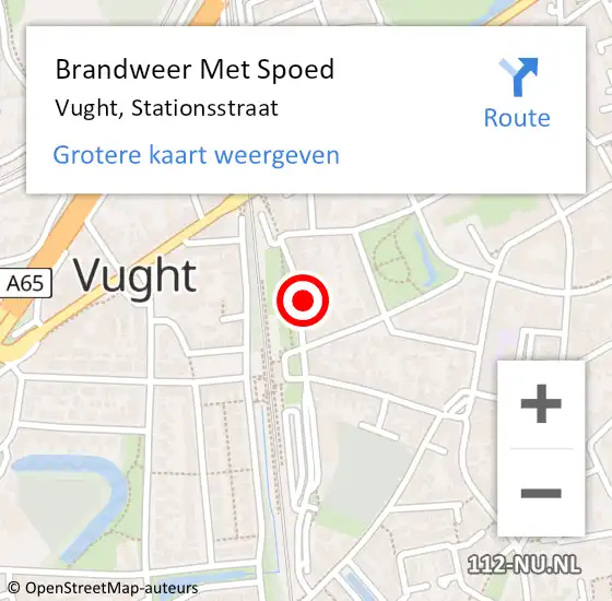 Locatie op kaart van de 112 melding: Brandweer Met Spoed Naar Vught, Stationsstraat op 14 augustus 2023 20:52