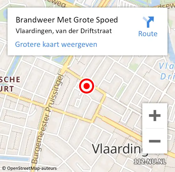 Locatie op kaart van de 112 melding: Brandweer Met Grote Spoed Naar Vlaardingen, van der Driftstraat op 14 augustus 2023 21:01