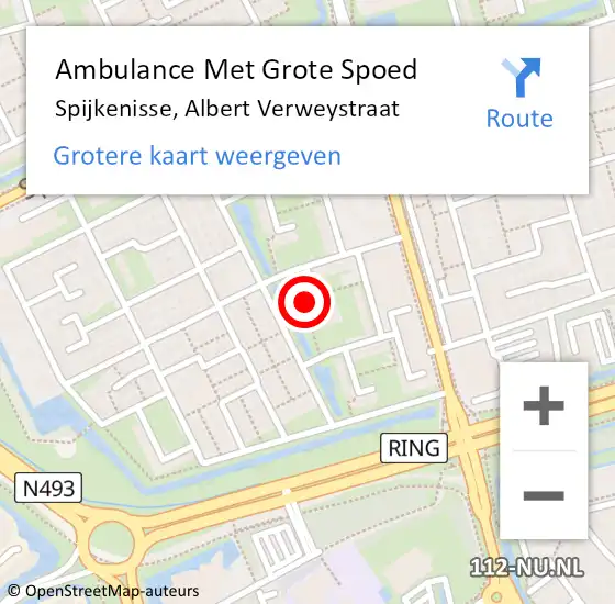 Locatie op kaart van de 112 melding: Ambulance Met Grote Spoed Naar Spijkenisse, Albert Verweystraat op 14 augustus 2023 21:20