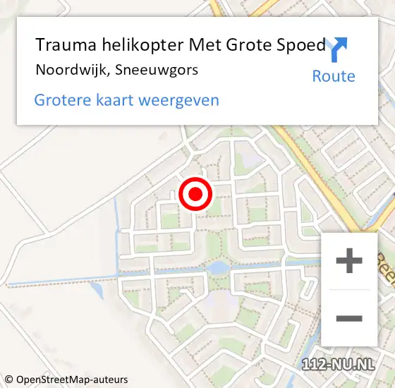 Locatie op kaart van de 112 melding: Trauma helikopter Met Grote Spoed Naar Noordwijk, Sneeuwgors op 14 augustus 2023 21:51