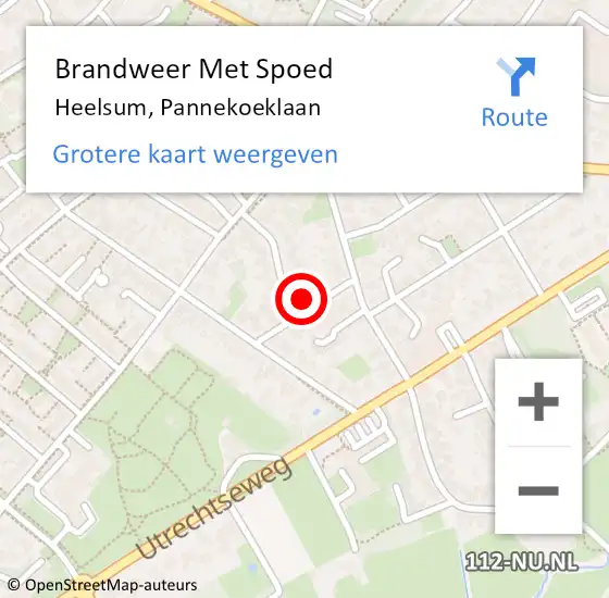 Locatie op kaart van de 112 melding: Brandweer Met Spoed Naar Heelsum, Pannekoeklaan op 14 augustus 2023 22:03