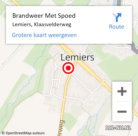 Locatie op kaart van de 112 melding: Brandweer Met Spoed Naar Lemiers, Klaasvelderweg op 14 augustus 2023 22:04