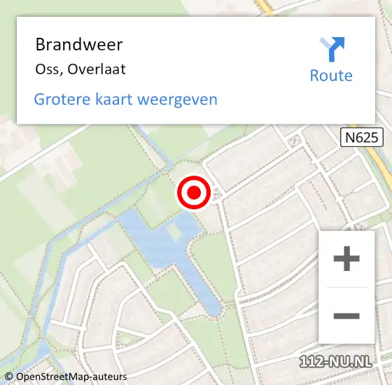 Locatie op kaart van de 112 melding: Brandweer Oss, Overlaat op 4 september 2014 19:18