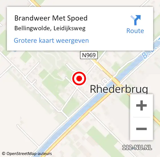 Locatie op kaart van de 112 melding: Brandweer Met Spoed Naar Bellingwolde, Leidijksweg op 14 augustus 2023 22:32