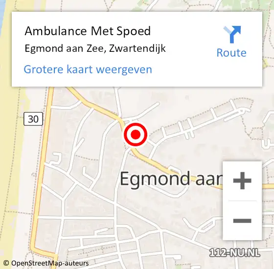 Locatie op kaart van de 112 melding: Ambulance Met Spoed Naar Egmond aan Zee, Zwartendijk op 4 september 2014 19:21