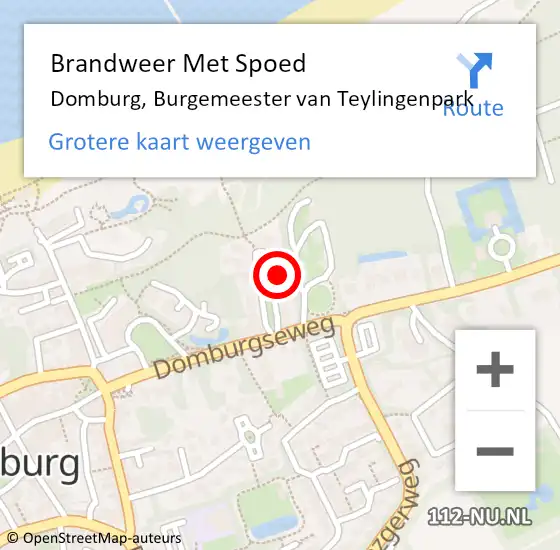 Locatie op kaart van de 112 melding: Brandweer Met Spoed Naar Domburg, Burgemeester van Teylingenpark op 14 augustus 2023 23:22