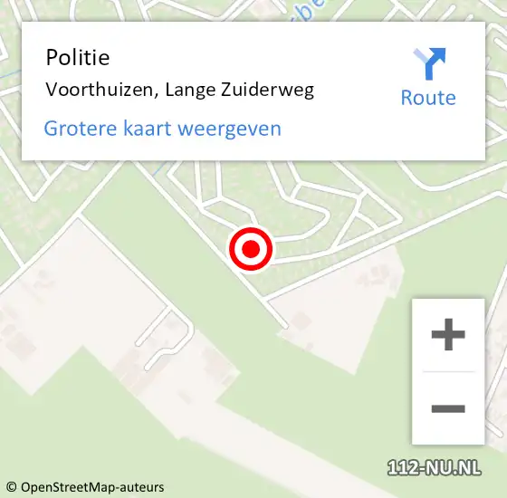Locatie op kaart van de 112 melding: Politie Voorthuizen, Lange Zuiderweg op 15 augustus 2023 00:05