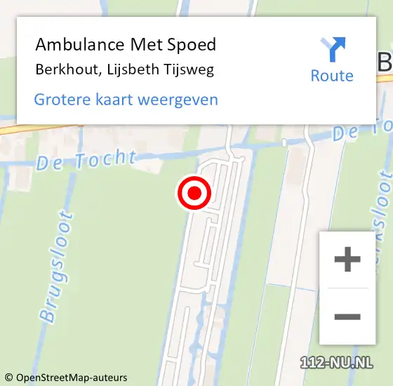 Locatie op kaart van de 112 melding: Ambulance Met Spoed Naar Berkhout, Lijsbeth Tijsweg op 15 augustus 2023 00:33