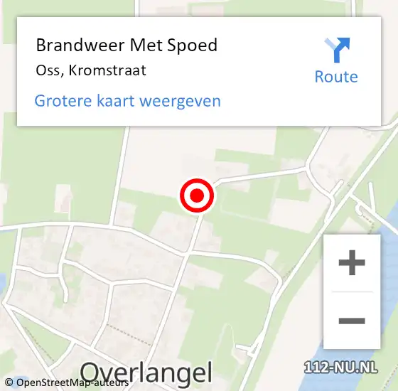 Locatie op kaart van de 112 melding: Brandweer Met Spoed Naar Oss, Kromstraat op 15 augustus 2023 00:49