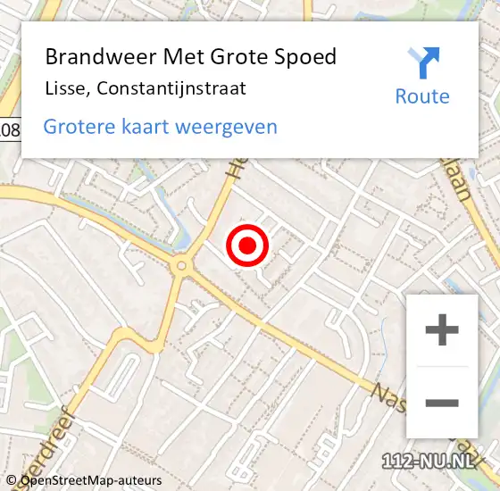 Locatie op kaart van de 112 melding: Brandweer Met Grote Spoed Naar Lisse, Constantijnstraat op 15 augustus 2023 00:54