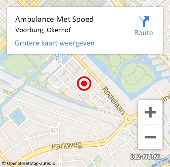 Locatie op kaart van de 112 melding: Ambulance Met Spoed Naar Voorburg, Okerhof op 15 augustus 2023 02:15