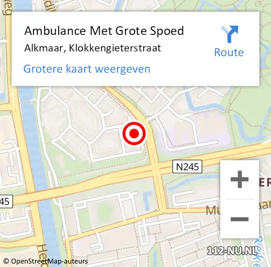 Locatie op kaart van de 112 melding: Ambulance Met Grote Spoed Naar Alkmaar, Klokkengieterstraat op 15 augustus 2023 02:45