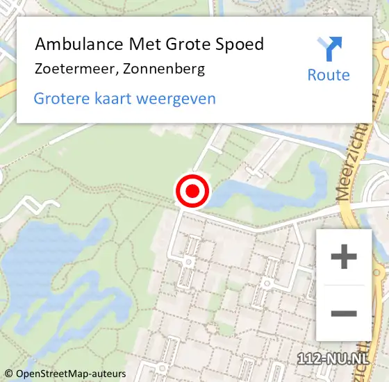 Locatie op kaart van de 112 melding: Ambulance Met Grote Spoed Naar Zoetermeer, Zonnenberg op 15 augustus 2023 03:24