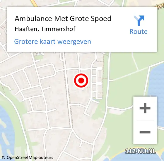 Locatie op kaart van de 112 melding: Ambulance Met Grote Spoed Naar Haaften, Timmershof op 4 september 2014 19:37