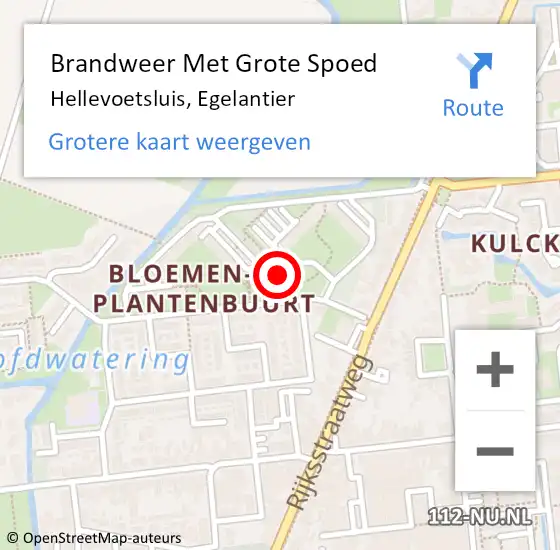 Locatie op kaart van de 112 melding: Brandweer Met Grote Spoed Naar Hellevoetsluis, Egelantier op 15 augustus 2023 05:14