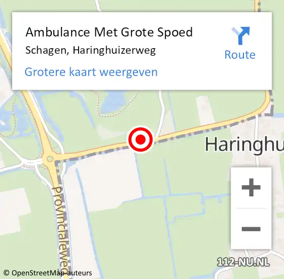 Locatie op kaart van de 112 melding: Ambulance Met Grote Spoed Naar Schagen, Haringhuizerweg op 15 augustus 2023 05:51