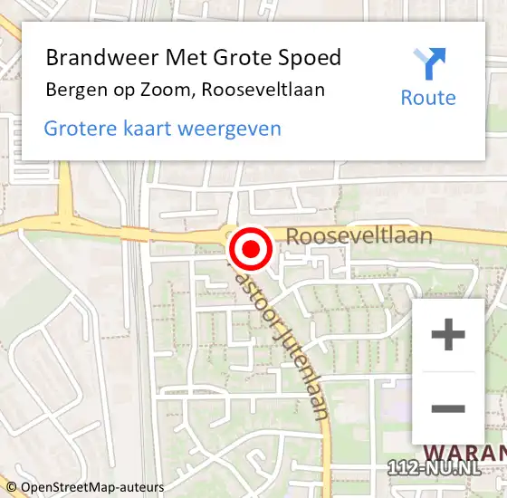 Locatie op kaart van de 112 melding: Brandweer Met Grote Spoed Naar Bergen op Zoom, Rooseveltlaan op 15 augustus 2023 05:59