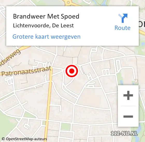 Locatie op kaart van de 112 melding: Brandweer Met Spoed Naar Lichtenvoorde, De Leest op 15 augustus 2023 06:28