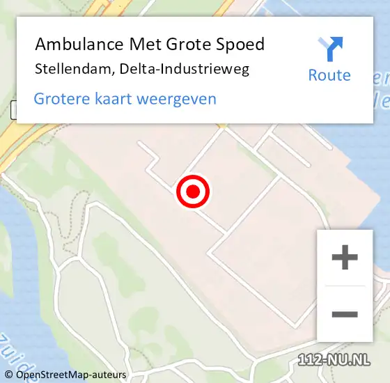 Locatie op kaart van de 112 melding: Ambulance Met Grote Spoed Naar Stellendam, Delta-Industrieweg op 15 augustus 2023 07:29