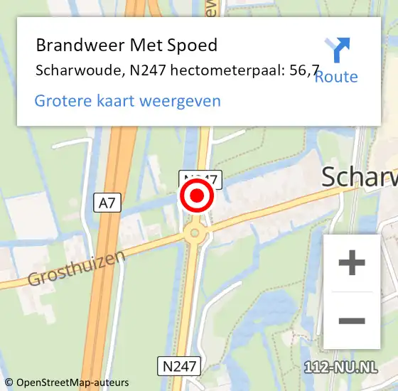 Locatie op kaart van de 112 melding: Brandweer Met Spoed Naar Scharwoude, N247 hectometerpaal: 56,7 op 13 oktober 2013 15:38