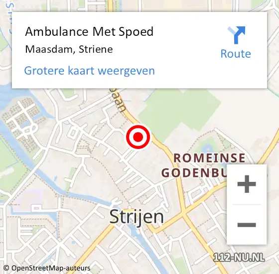 Locatie op kaart van de 112 melding: Ambulance Met Spoed Naar Maasdam, Striene op 15 augustus 2023 07:58