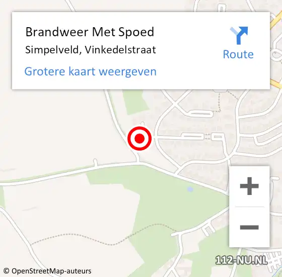 Locatie op kaart van de 112 melding: Brandweer Met Spoed Naar Simpelveld, Vinkedelstraat op 15 augustus 2023 07:58