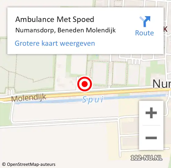 Locatie op kaart van de 112 melding: Ambulance Met Spoed Naar Numansdorp, Beneden Molendijk op 15 augustus 2023 08:13