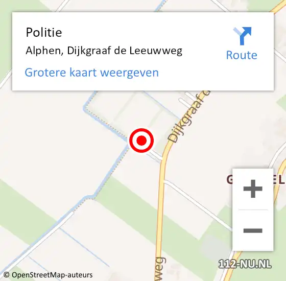 Locatie op kaart van de 112 melding: Politie Alphen, Dijkgraaf de Leeuwweg op 15 augustus 2023 08:15