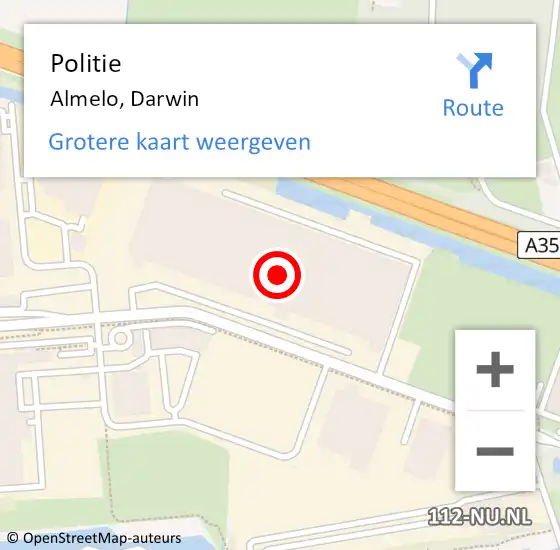 Locatie op kaart van de 112 melding: Politie Almelo, Darwin op 15 augustus 2023 08:33