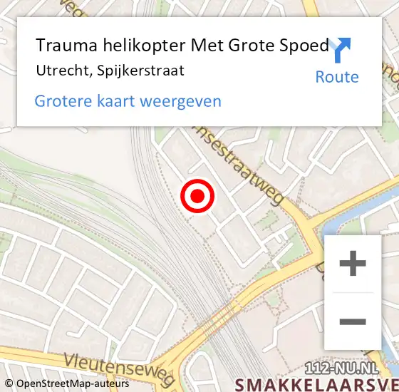 Locatie op kaart van de 112 melding: Trauma helikopter Met Grote Spoed Naar Utrecht, Spijkerstraat op 15 augustus 2023 08:36